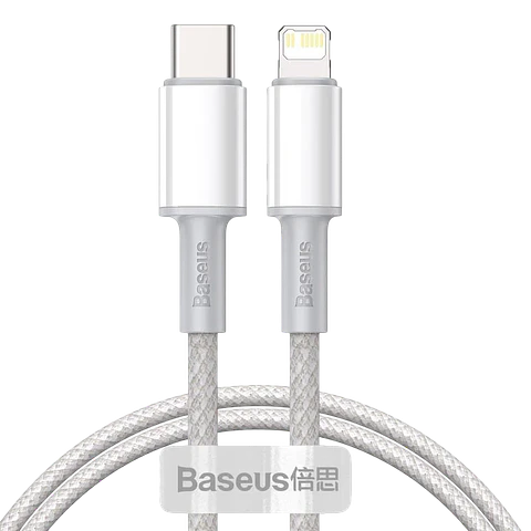 Baseus Cable Trenzado USB Tipo C a Lightning Apple 20W 1m Blanco