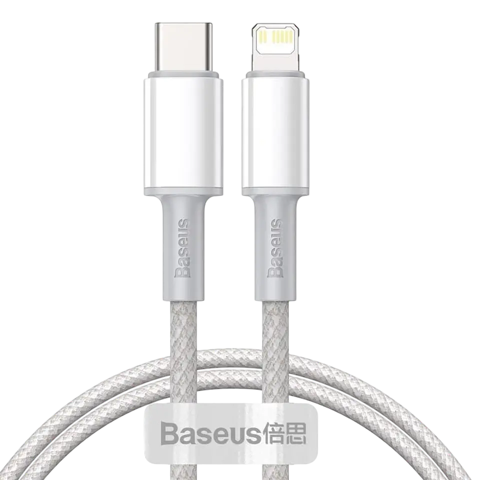 Baseus Cable Trenzado USB Tipo C a Lightning Apple 20W 1m Blanco 1