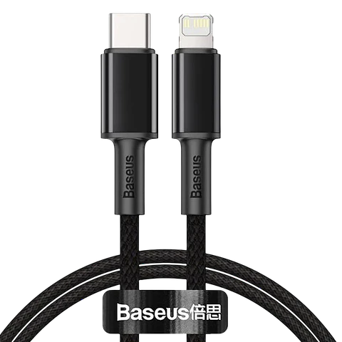 Baseus Cable Trenzado USB Tipo C a Lightning Apple 20W 1m Negro