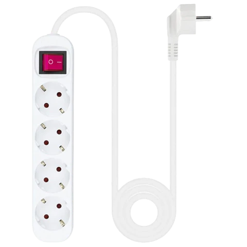 Regleta de 4 tomas Nanocable con Interruptor 1.4m Blanco