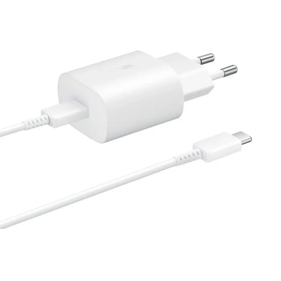 Samsung 25W USB Tipo-C Cable USB Tipo-C Carga Super Rápida Blanco - Cargador de Pared 1