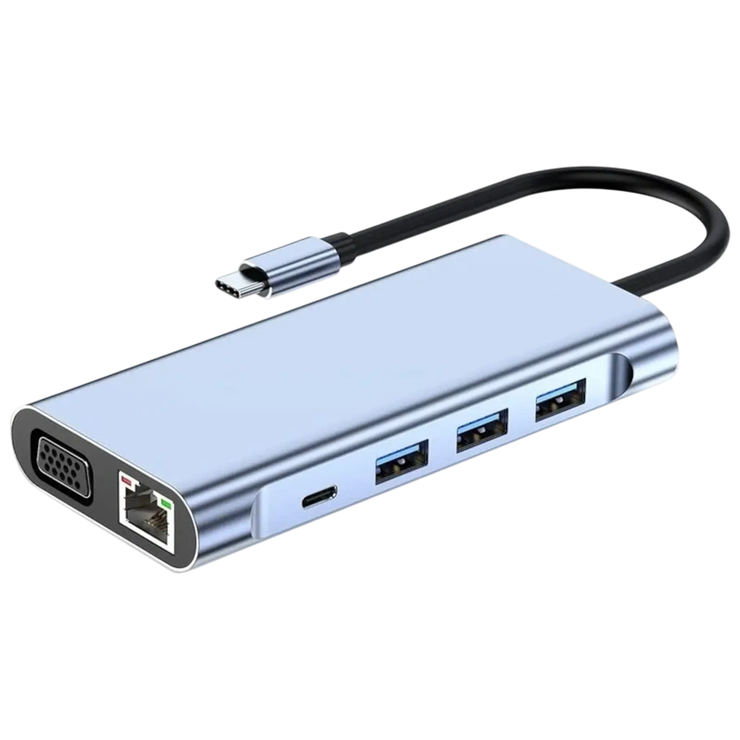 Hub BYL-2310 11-en-1 USB Tipo-C a HDMI/USB 3.0/RJ45/USB Tipo C/PD/3.5mm Negro 1