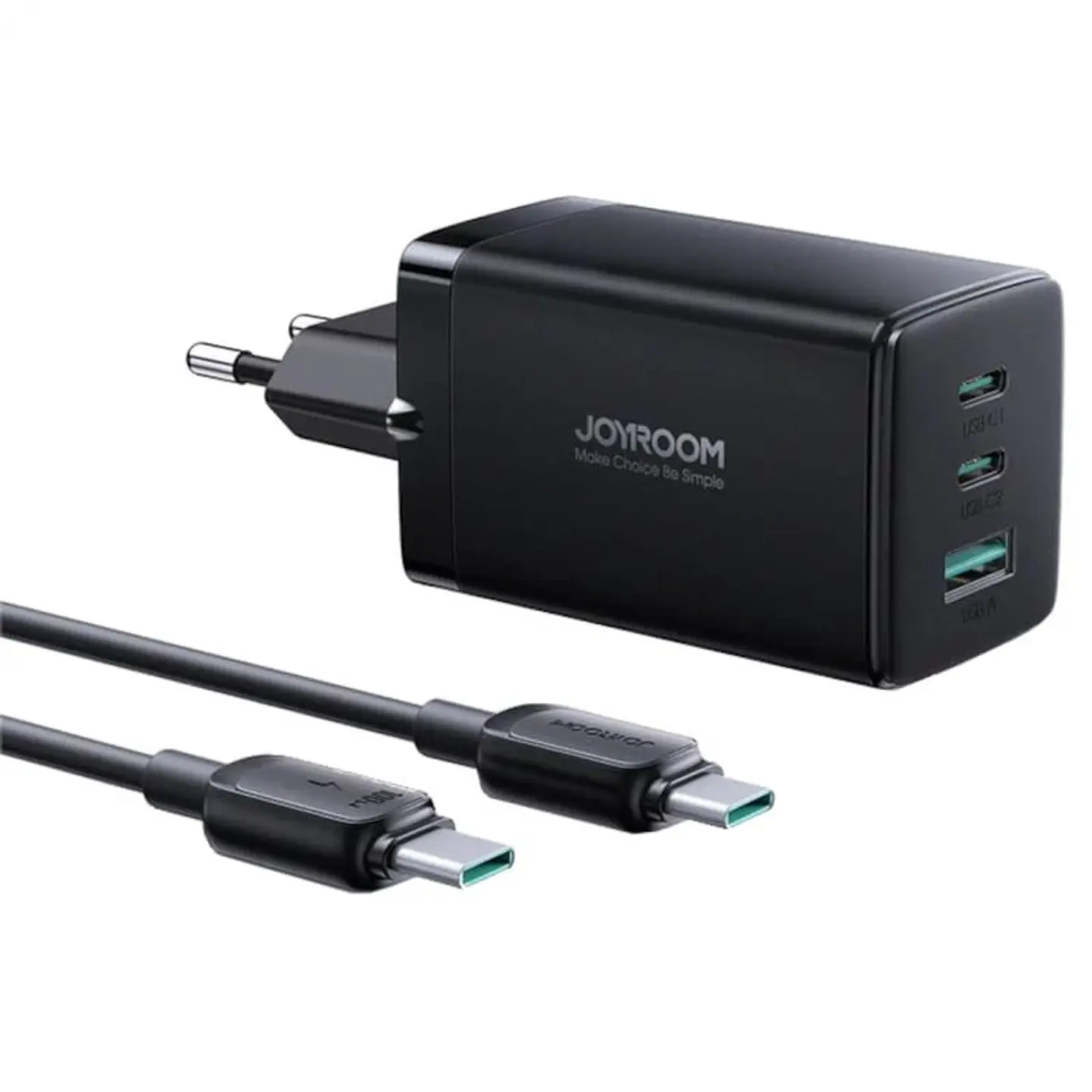 Joyroom JR-TCG01 65W Triple USB Tipo C/USB Carga Rápida Negro - Cargador con cable 1