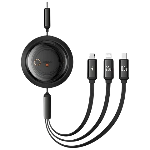 Baseus Free2Draw Negro - Cable USB-C 3 en 1 USB-C/Lightning/Micro 1,1m
