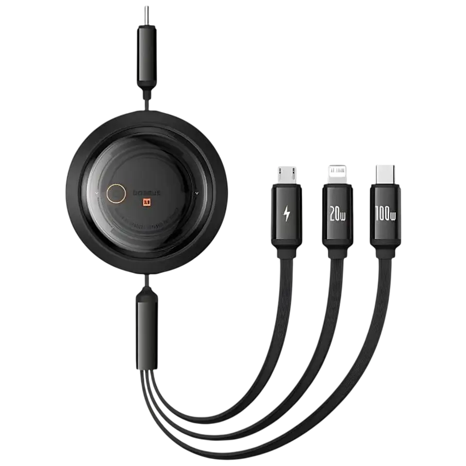 Baseus Free2Draw Negro - Cable USB-C 3 en 1 USB-C/Lightning/Micro 1,1m 1