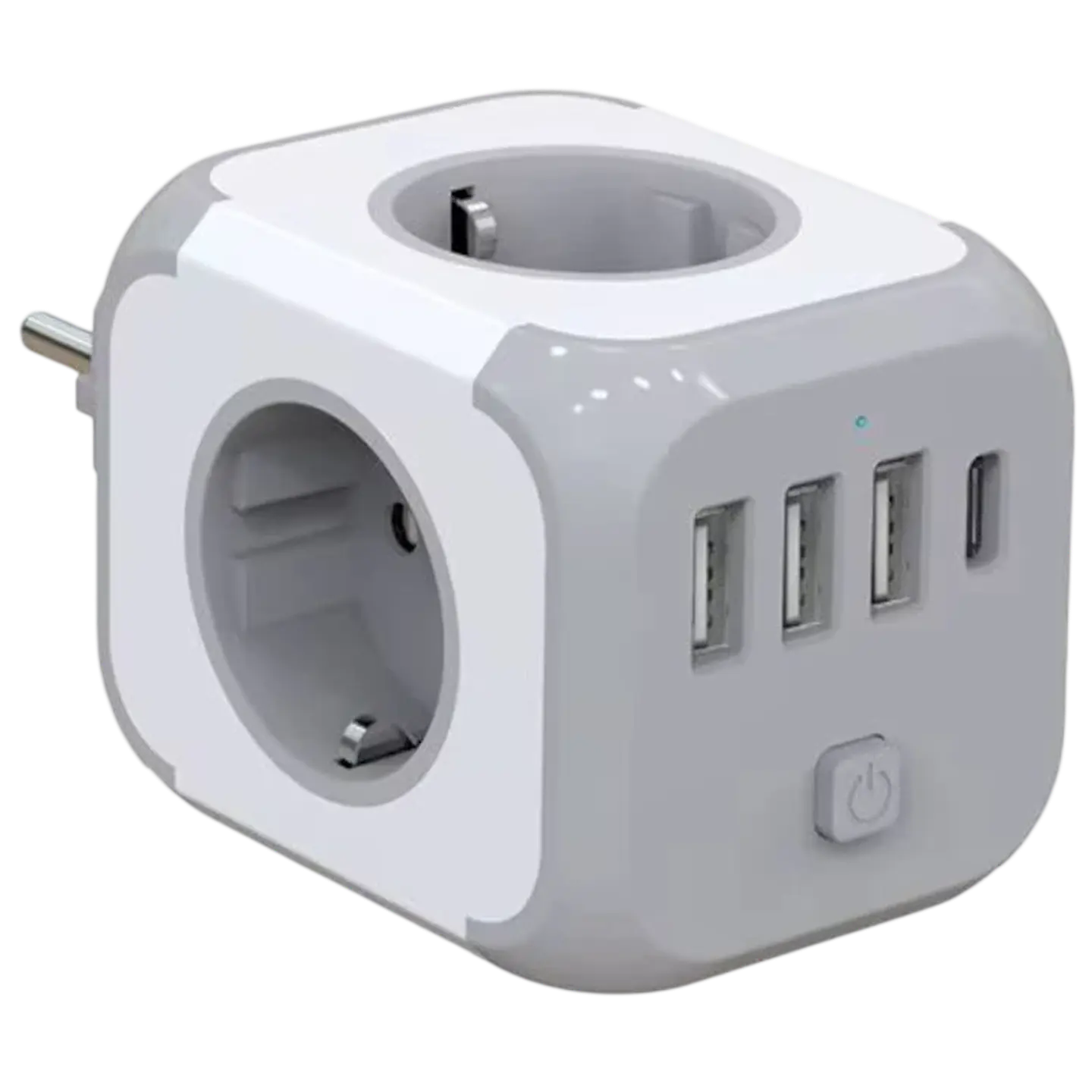 Regleta Cubo - Adaptador de enchufe 3x Tipo F 3x USB-A 1x USB-C 1