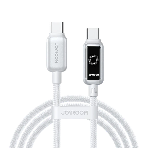 Joyroom Cable Intelligent Power‑Off 100 W USB‑C a USB‑C 1,2 m, Blanco