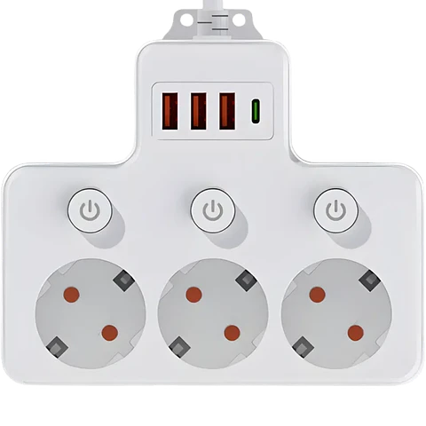 Regleta de enchufes 6 tomas con interruptores individuales