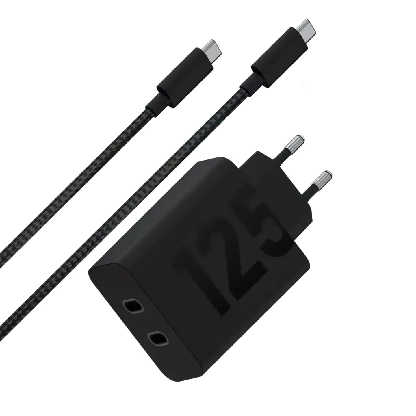 Motorola TurboPower 125W Carga rápida Negro - Cargador dual USB Tipo C con cable de 2 m 1