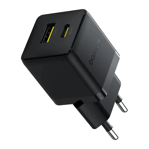 Baseus Palm Fast Charger USB-A + USB-C 30W Negro