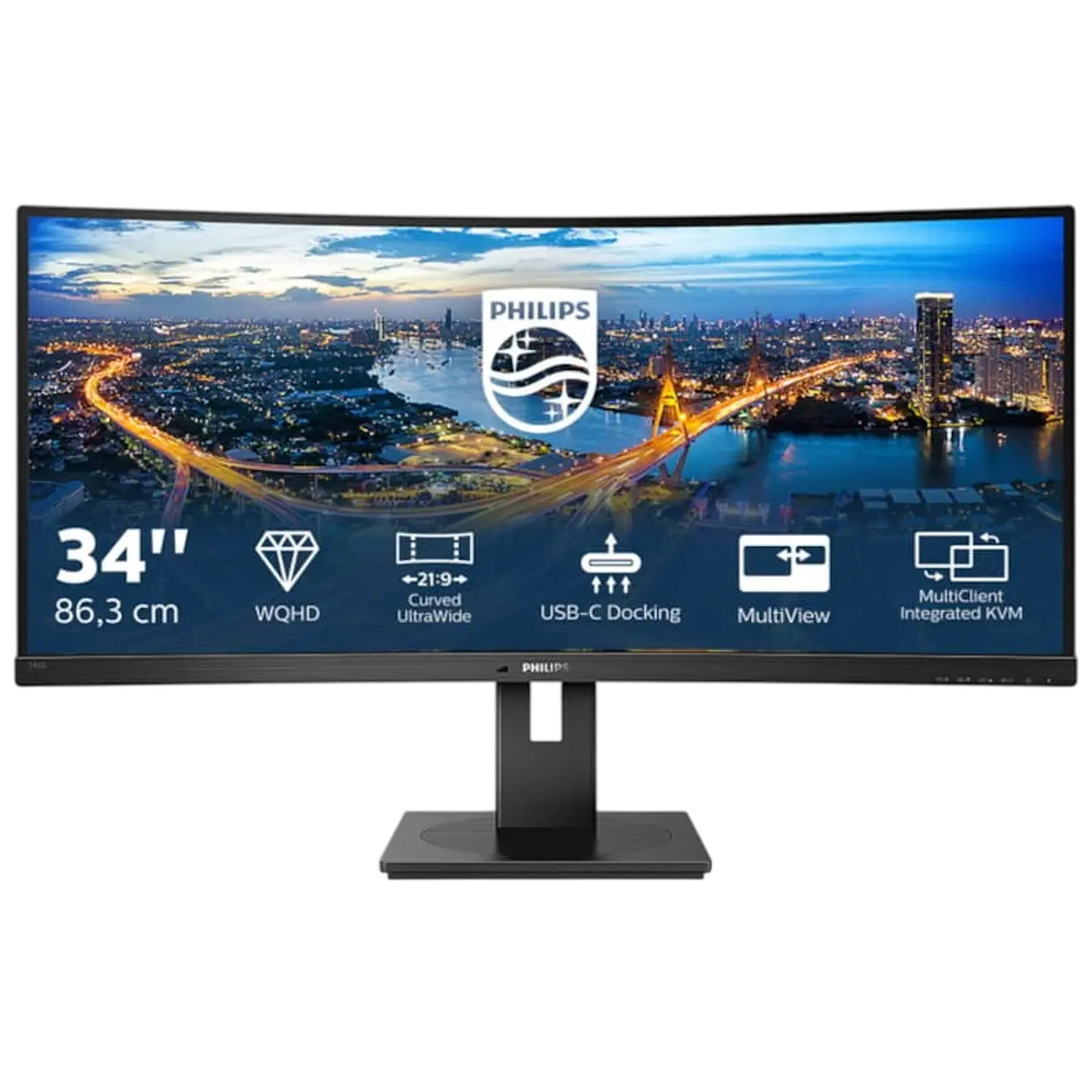 Philips 346B1C 34 Quad HD VA 100 Hz UltraWide Curvo Negro 1
