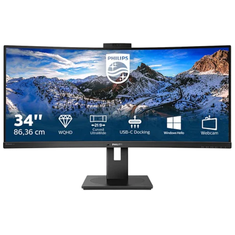 Philips 346P1CRH 34 Quad HD VA 100 Hz UltraWide Curvo Webcam Negro