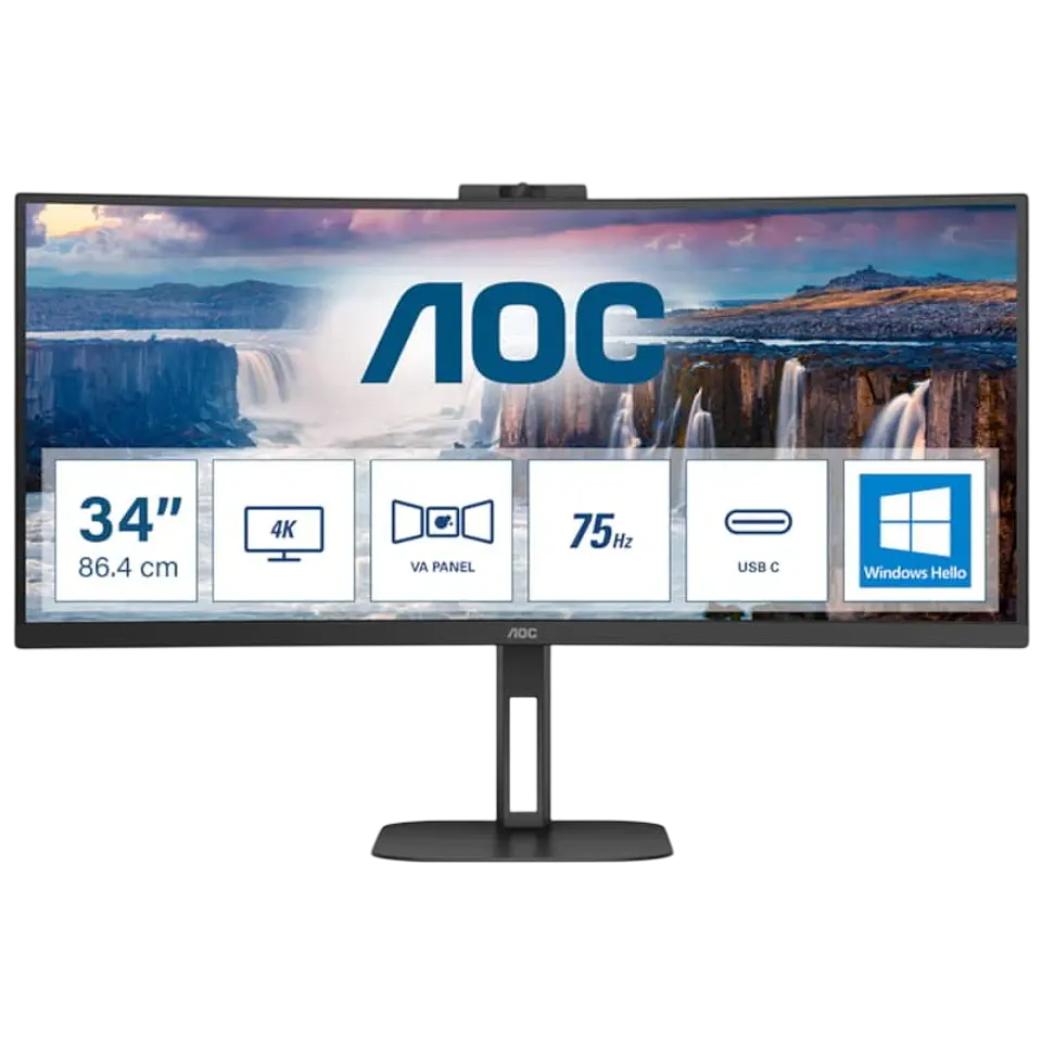 AOC V5 CU34V5CW 34 WQHD VA UltraWide Curvo 100 Hz FreeSync Webcam Negro 1