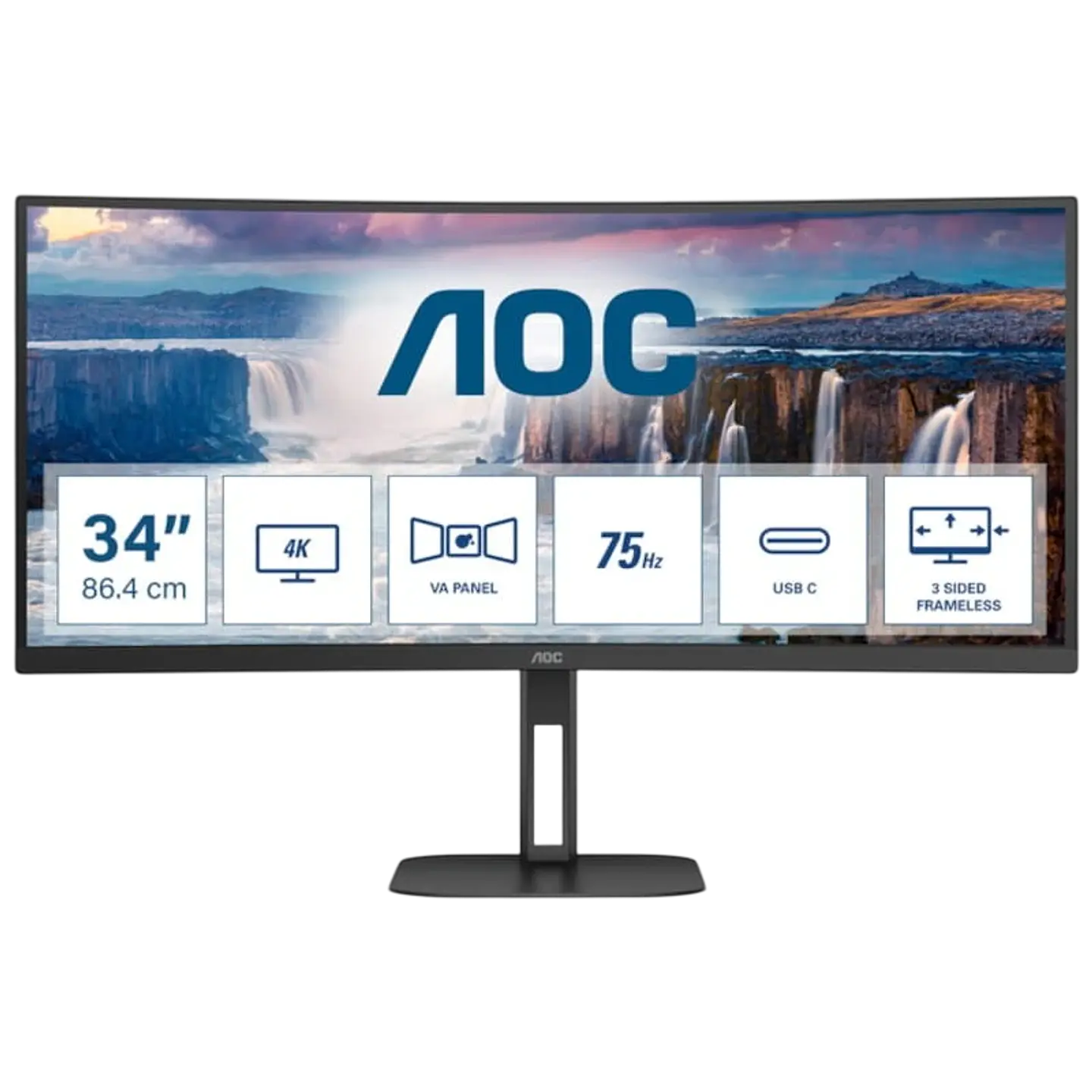 AOC V5 CU34V5C/BK 34 WQHD VA UltraWide Curvo 100 Hz FreeSync Negro 1