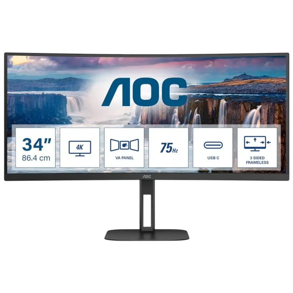 AOC V5 CU34V5C/BK 34 WQHD VA UltraWide Curvo 100 Hz FreeSync Negro 1