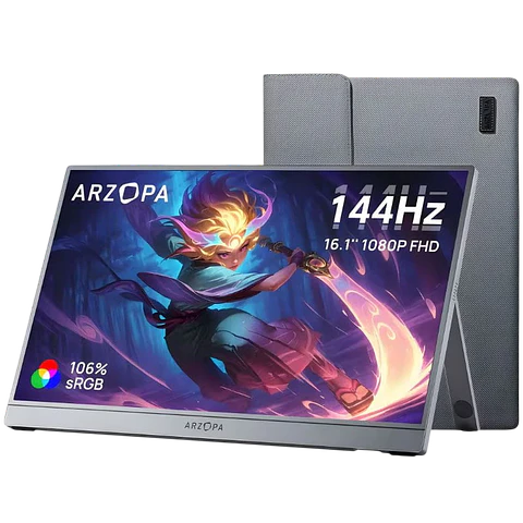 Arzopa Z1FC 16,1" FHD IPS 144Hz HDR Gris - Monitor Portátil con funda de transporte