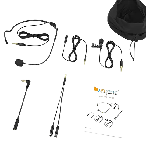 Fifine C1 Micrófono de Solapa con Headset