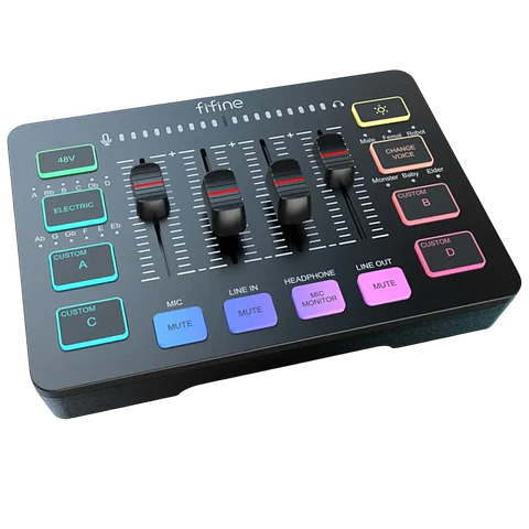Fifine SC3 Negro - Mezclador de audio