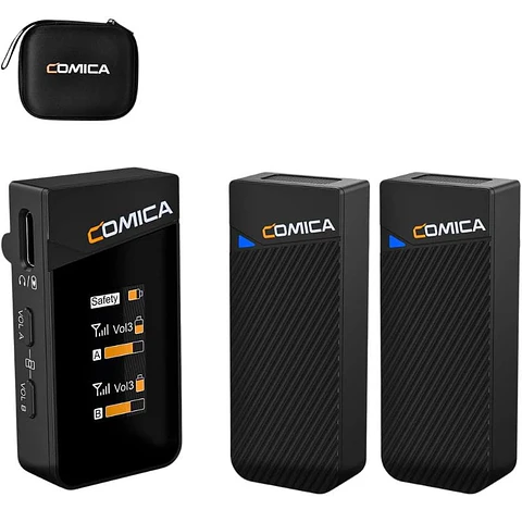 COMICA Vimo C2 Micrófono Lavalier Inalámbrico de 2 Canales con Control y Cancelación de Sonido