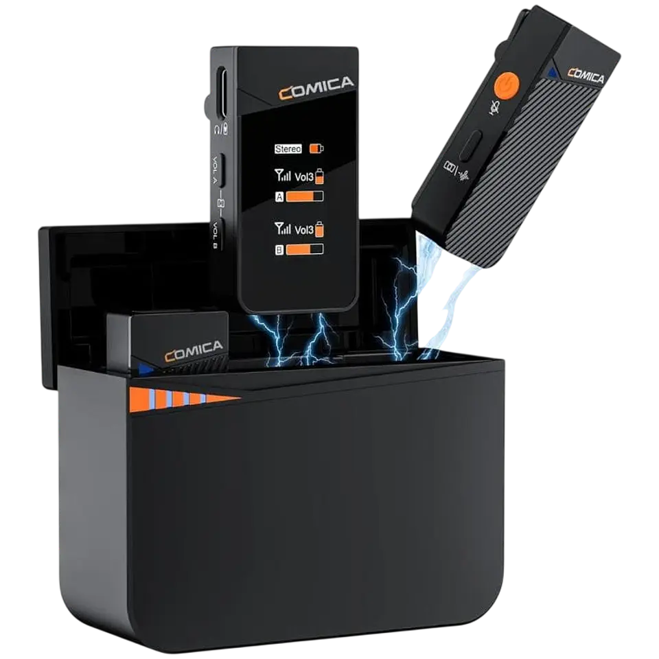 COMICA Vimo C3 Micrófono Lavalier Inalámbrico de 2 Canales con Control y Cancelación de Sonido 1