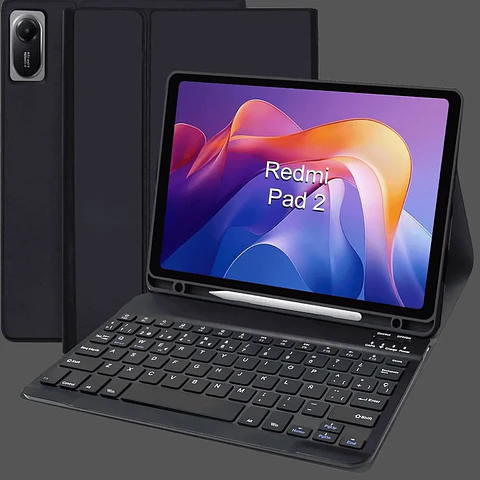Funda con Teclado Español para Redmi Pad 2 9.7" Negro