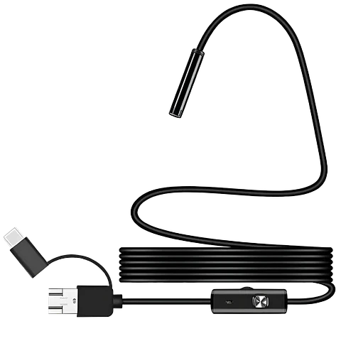 Endoscopio Digital 8mm Auto Focus 5MP (USB-A/MicroUSB/Type-C) – Hard Cable – 5 m