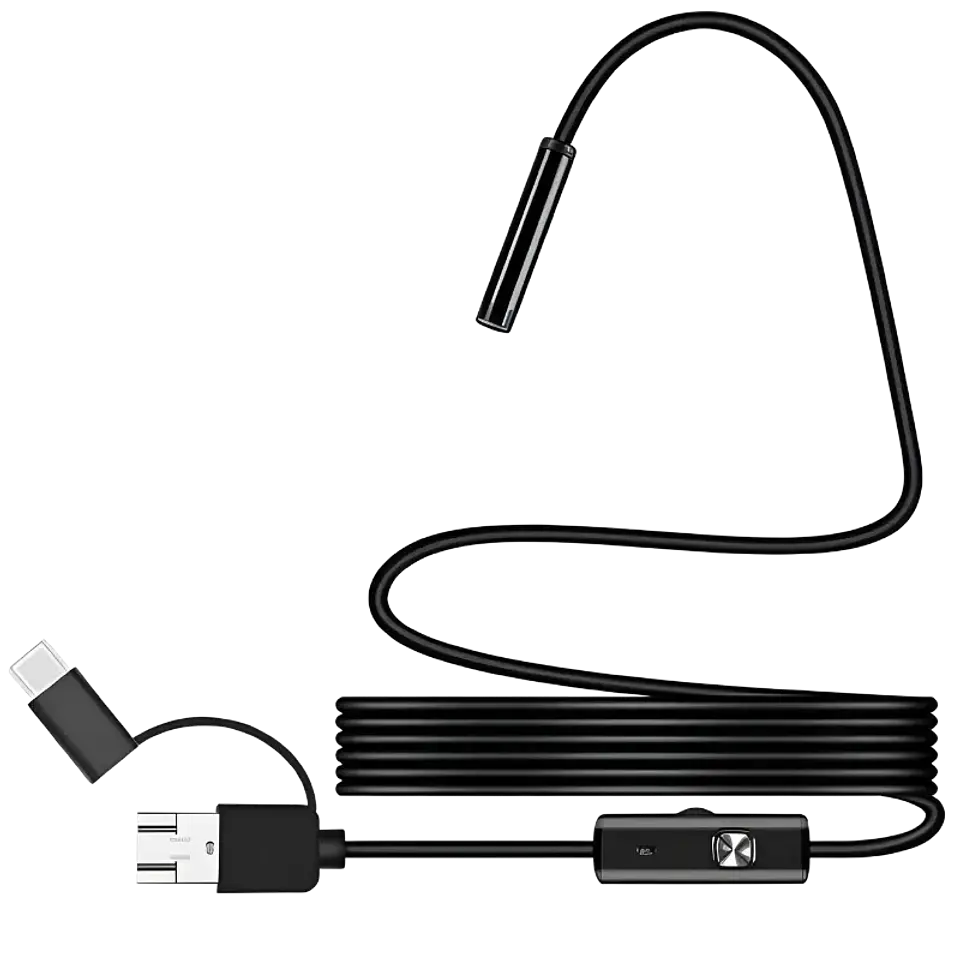 Endoscopio Digital 8mm Auto Focus 5MP (USB-A/MicroUSB/Type-C) – Hard Cable – 5 m 1