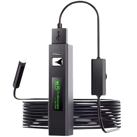Endoscopio WiFi 8 mm enfoque automático 5 MP (Android/iPhone) – Cable rígido – 5 m