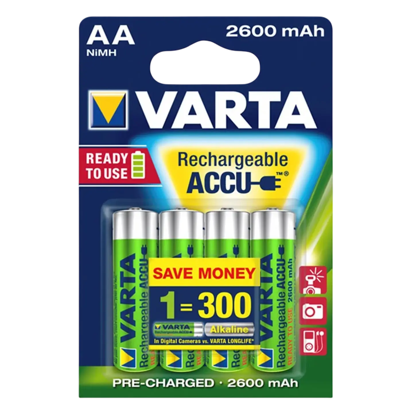 Pack 4x Pilas Recargables Varta AA ACCU Power 2600 mAh NiMH 1