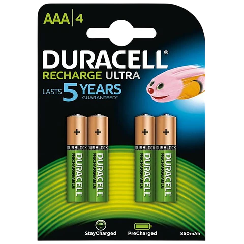 Pack 4x AAA Recargable Duracell 850 mAh HR03-A
