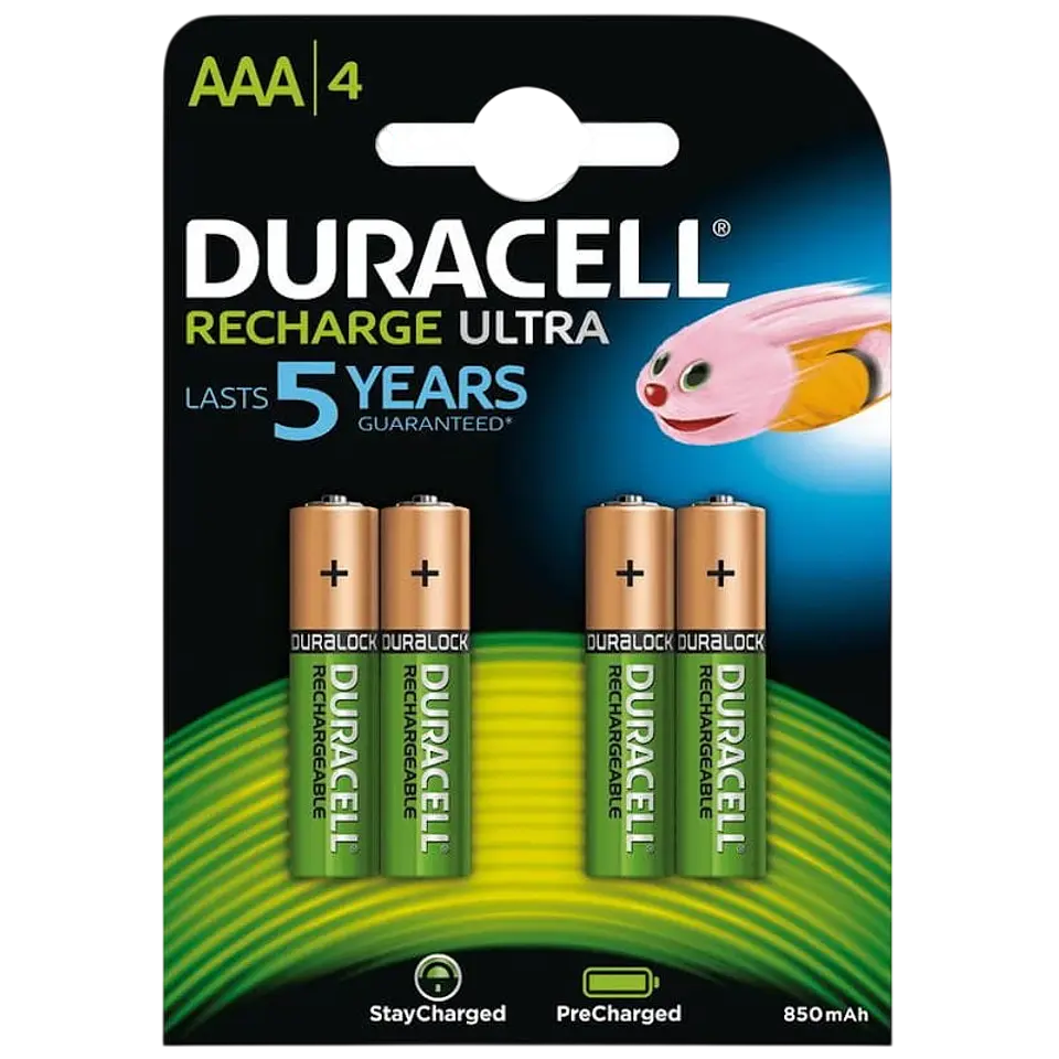 Pack 4x AAA Recargable Duracell 850 mAh HR03-A 1