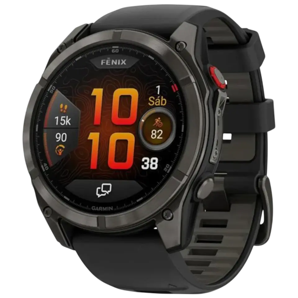 Garmin Fēnix 8 Pro 47 mm AMOLED Zafiro Gris Titanio con correa de Silicona Negra 1