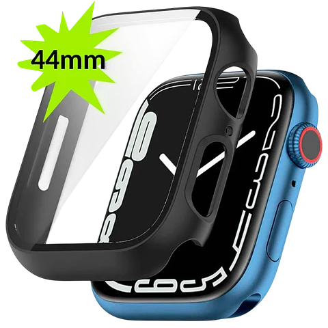 Funda PC + Cristal Templado Apple Watch 44mm - Compatible con Apple Watch 4/5/6/SE Negro