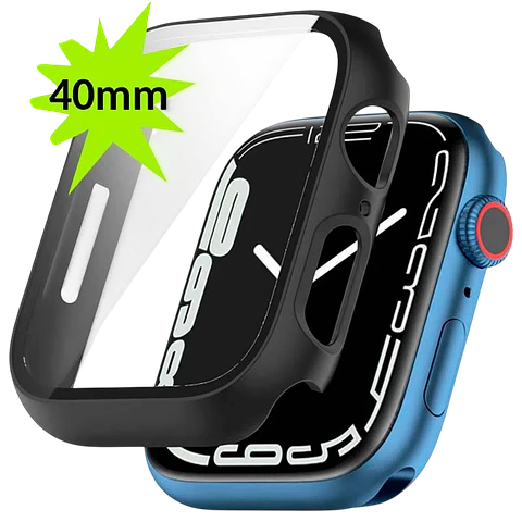 Funda PC + Cristal Templado Apple Watch 40mm - Compatible con Apple Watch 4/5/6/SE Negro