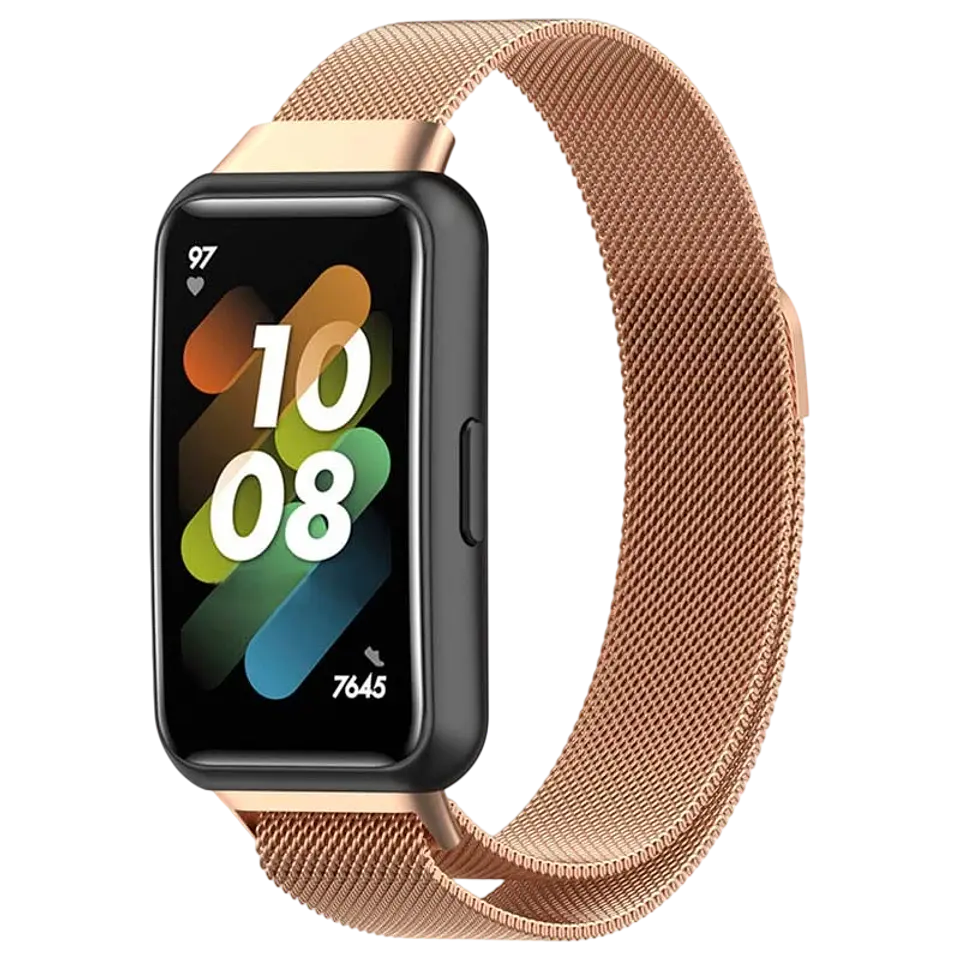 Correa Huawei Band 7 Milanesa Magnética Dorado Rosa 1