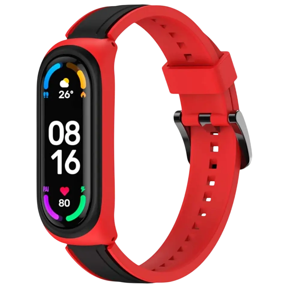 Correa Xiaomi Mi Smart Band 6 / Mi Band 5 / Amazfit Band 5 Dual Color Negro+Rojo 1