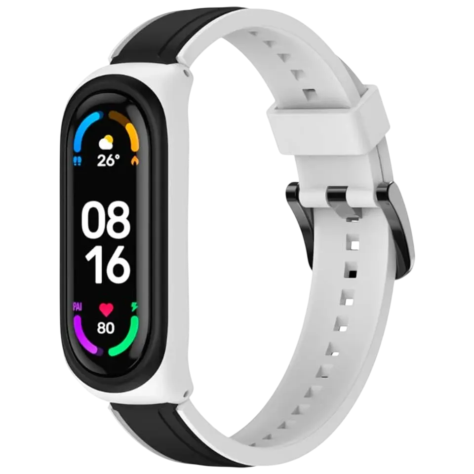 Correa Xiaomi Mi Smart Band 6 / Mi Band 5 / Amazfit Band 5 Dual Color Blanco+Negro 1