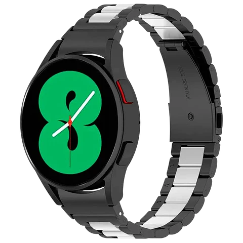 Correa Metal Eslabones Samsung Galaxy Watch 4/5/6 Negro+Plata