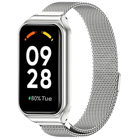 Correa Milanesa Magnética Xiaomi Mi Smart Band 8 Active / Redmi Smart Band 2 Plata