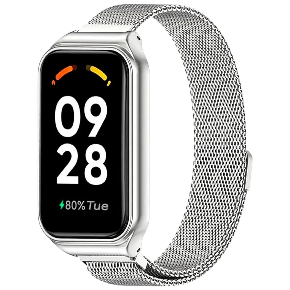 Correa Milanesa Magnética Xiaomi Mi Smart Band 8 Active / Redmi Smart Band 2 Plata 1