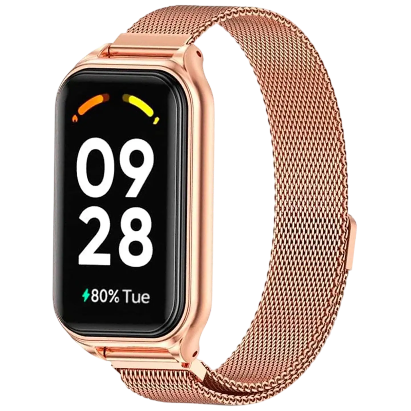 Correa Milanesa Magnética Xiaomi Mi Smart Band 8 Active / Redmi Smart Band 2 Dorado Rosa 1