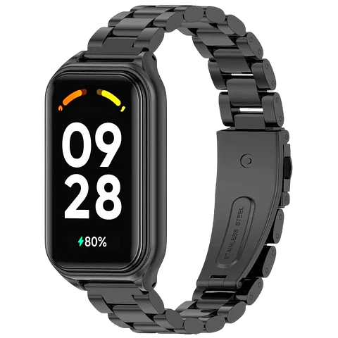 Correa Metal Eslabones Xiaomi Mi Smart Band 8 Active / Redmi Smart Band 2 Negro