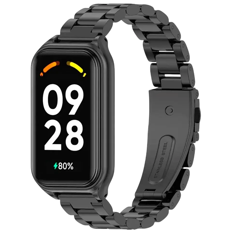 Correa Metal Eslabones Xiaomi Mi Smart Band 8 Active / Redmi Smart Band 2 Negro 1