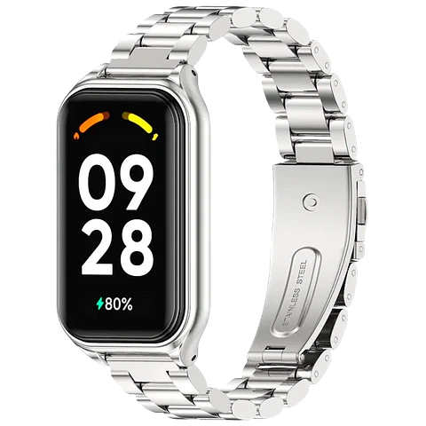 Correa Metal Eslabones Xiaomi Mi Smart Band 8 Active / Redmi Smart Band 2 Plata
