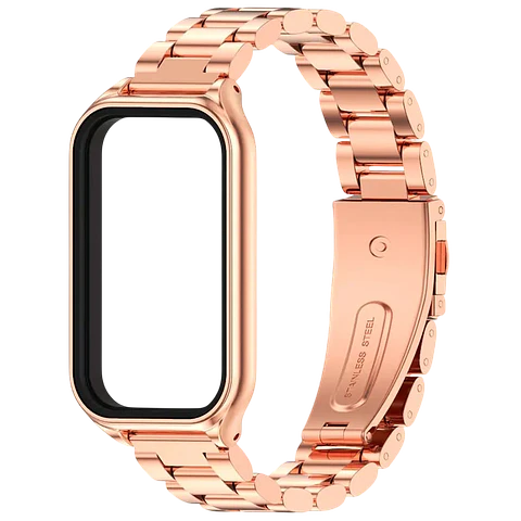 Correa Metal Eslabones Xiaomi Mi Smart Band 8 Active / Redmi Smart Band 2 Dorado Rosa