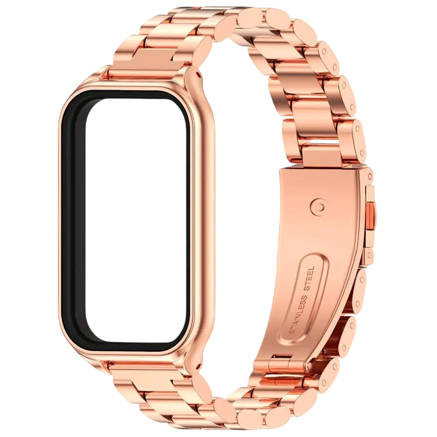 Correa Metal Eslabones Xiaomi Mi Smart Band 8 Active / Redmi Smart Band 2 Dorado Rosa 1