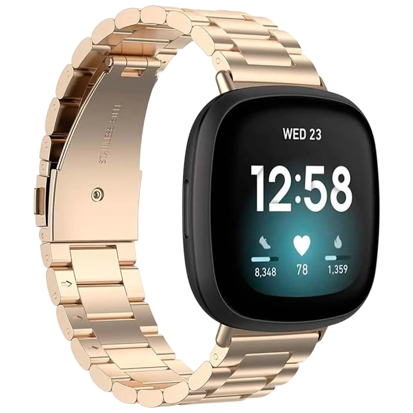 Correa Metal Eslabones Fitbit Versa 3 / Versa 4 Champán 1