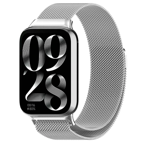 Correa Milanesa Magnética Xiaomi Mi Smart Band 9 Pro / Band 8 Pro / Redmi Watch 4 / Redmi Watch 5 / Redmi Watch 6 / Xiaomi Smart Band 10 Pro Plata