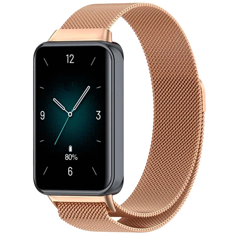 Correa Milanesa Magnética Huawei Band 8 / Huawei Band 9 / Honor Band 9 Dorado Rosa
