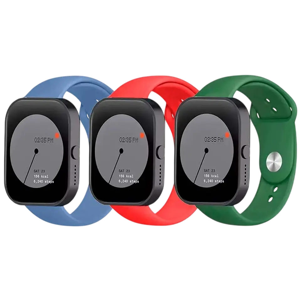 Pack x3 Correa Silicona Elgance para CMF by Nothing Watch Pro 22mm Azul Oscuro, Rojo y Verde 1